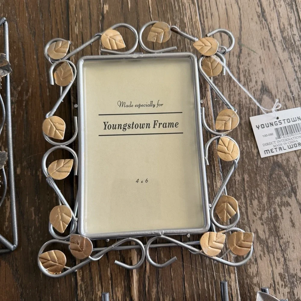 Lot Of 6 VTG Metal 90s Photo Frames NEW Floral‎ Leaves Vines Hearts Wire Accents